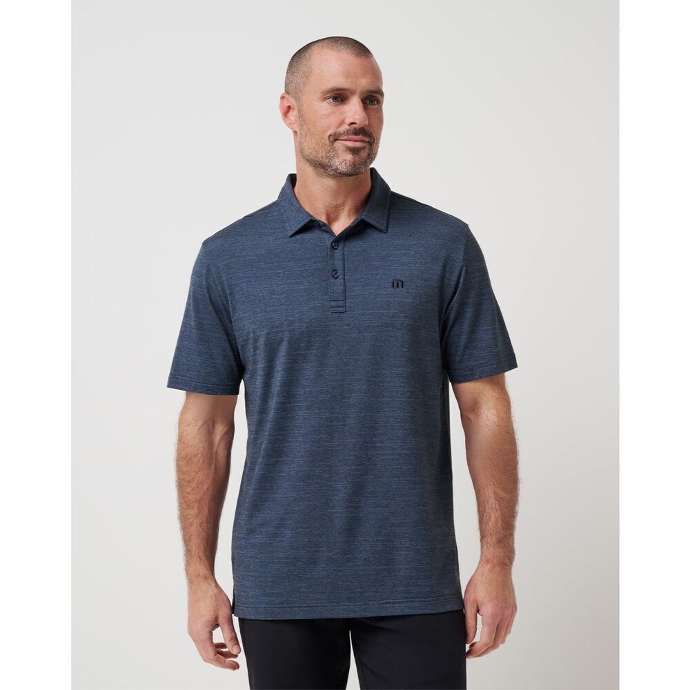 Travis Mathew The Heater Athletic Fit Stretch Polo Vintage Indigo/Black Small